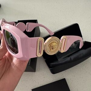 Versace Pink Sunglasses with Gold Accents